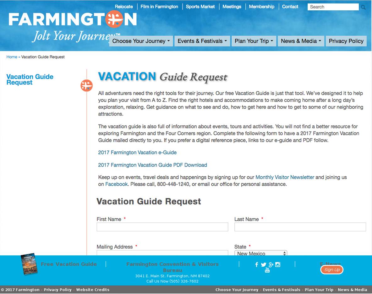Vacation request page — before